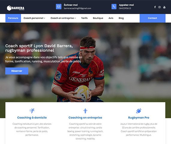 maquette de site internet de coach sportif